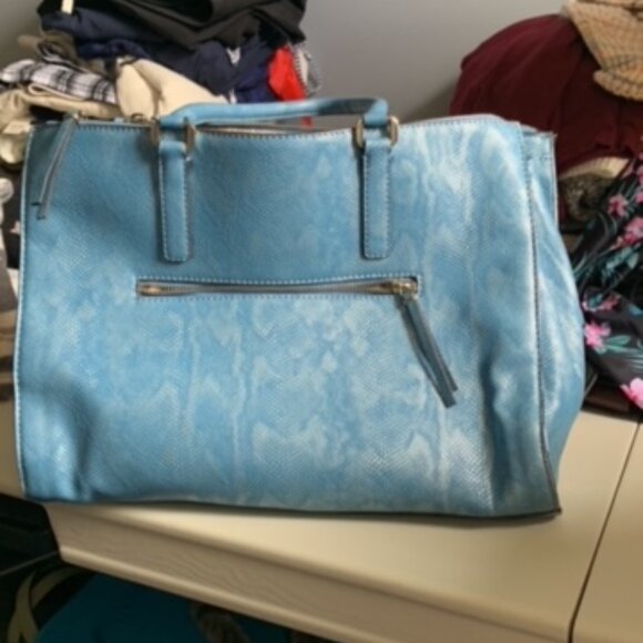 10. RARE VINTAGE Guess Grayson Blue Snakeskin Satchel - Picture 11 of 13